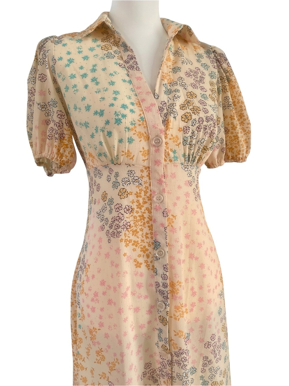 ASOS Design Floral Maxi Dress Size 4 Cottagecore Prairie Puff Sleeve - Picture 3 of 12